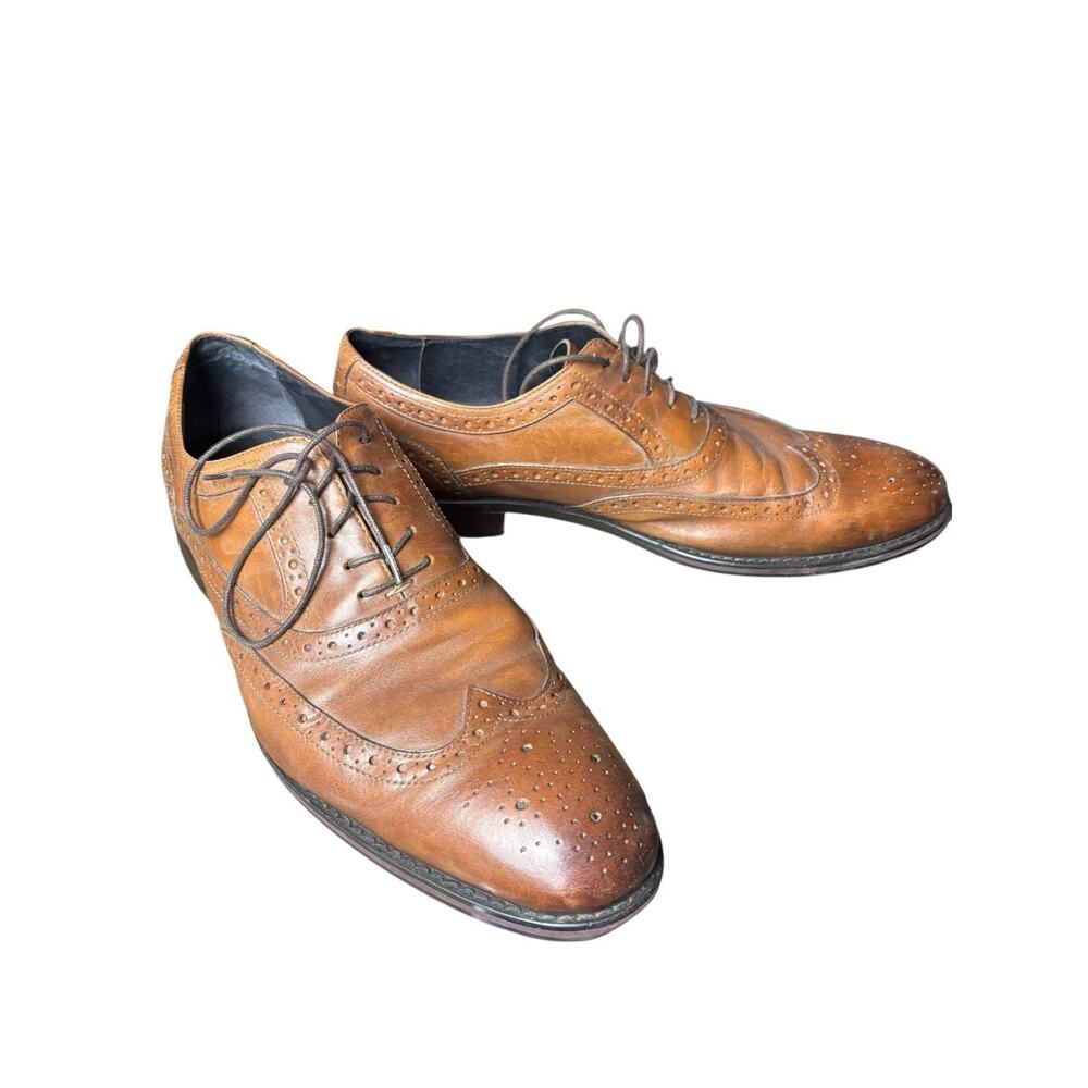 Johnston Murphy Tyndall Flex System‎ Wing Tip Oxford Brown Mens 13M Shoe 59-1592